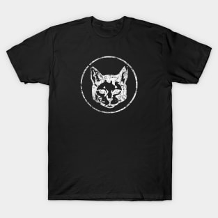 Cat Head in Circle - Distressed T-Shirt